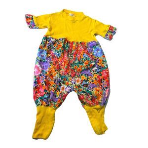 Baby Girls Vintage Echo Field Yellow Floral Short Romper 12 Months Boho